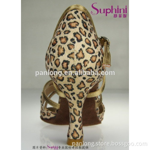three color leopard ladies Latin dance shoes factory directly price